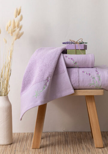 Κεντημένες Πετσέτες Σετ 3ΤΜΧ Lavender