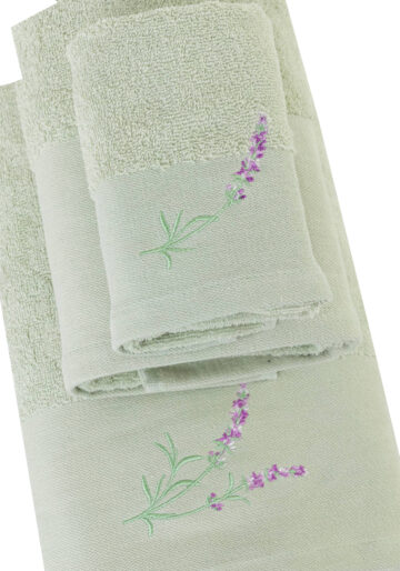 Κεντημένες Πετσέτες Σετ 3ΤΜΧ Lavender