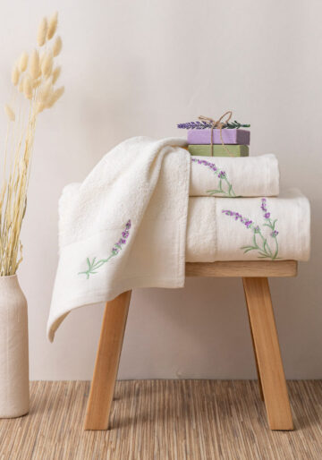 Κεντημένες Πετσέτες Σετ 3ΤΜΧ Lavender