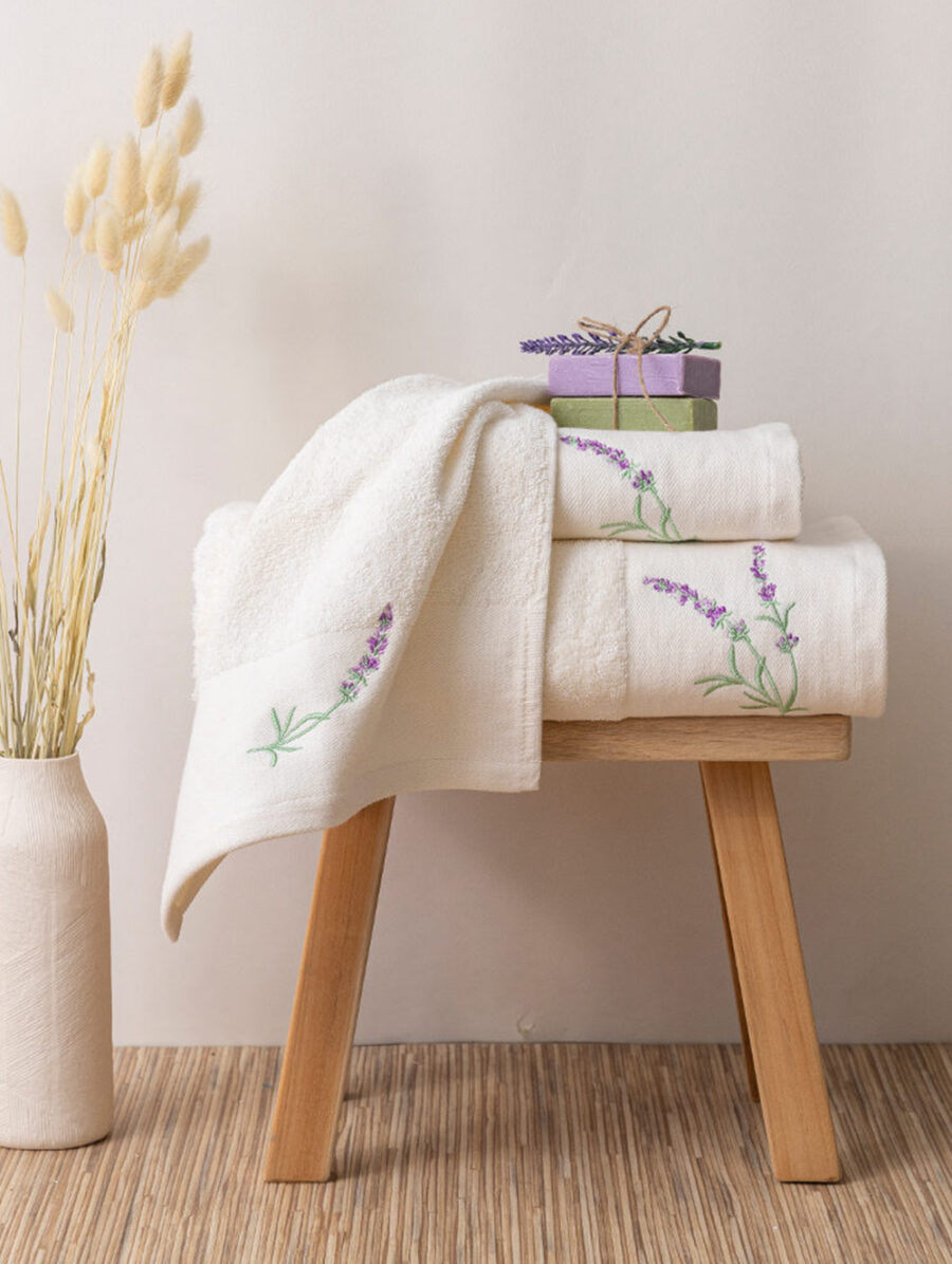 Κεντημένες Πετσέτες Σετ 3ΤΜΧ Lavender