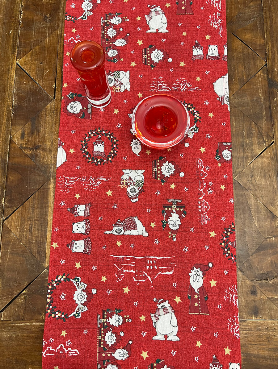 Χριστουγεννιάτικη Βαμβακερη τραβέρσα Carol Red